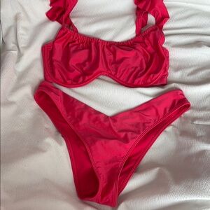Abercrombie Curve Love hot pink Bikini Set